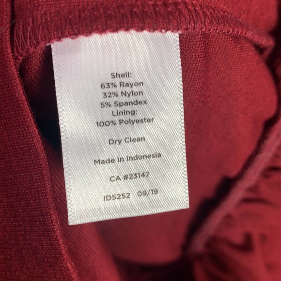 TALBOTS Wine Red Ruffle Hem Career Dress 6 Petite - Picture 6 of 9